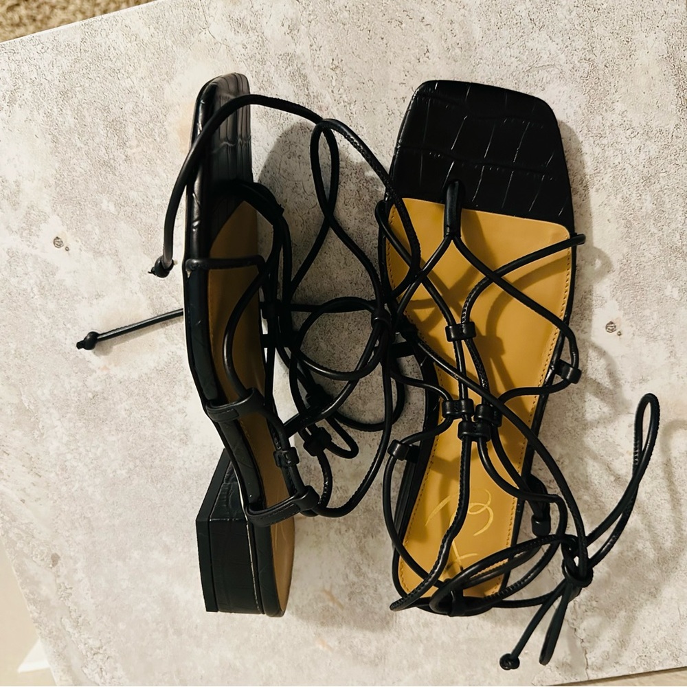 Sam Edelma Black DAFFY SANDAL Elegant Black Strappy Sandals Size 7.5 - Picture 3 of 12